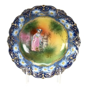 Bowl, Unmarked R.S. Prussia, Lady With Watering Can