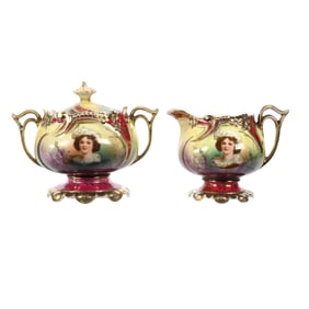 Pedestal Creamer/Sugar, Unmarked R.S. Prussia Lebrun