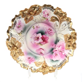 Bowl Marked R.S. Prussia, Carnation Mold, Floral