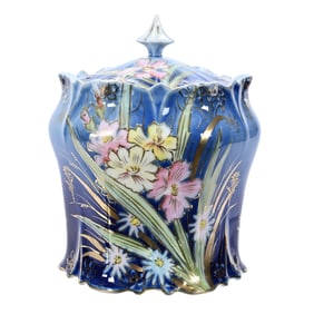 Biscuit Jar, Unmarked R.S. Prussia, Cobalt Blue
