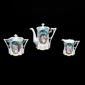 Tea Set, Unmarked R.S. Prussia, Medallion Scenes