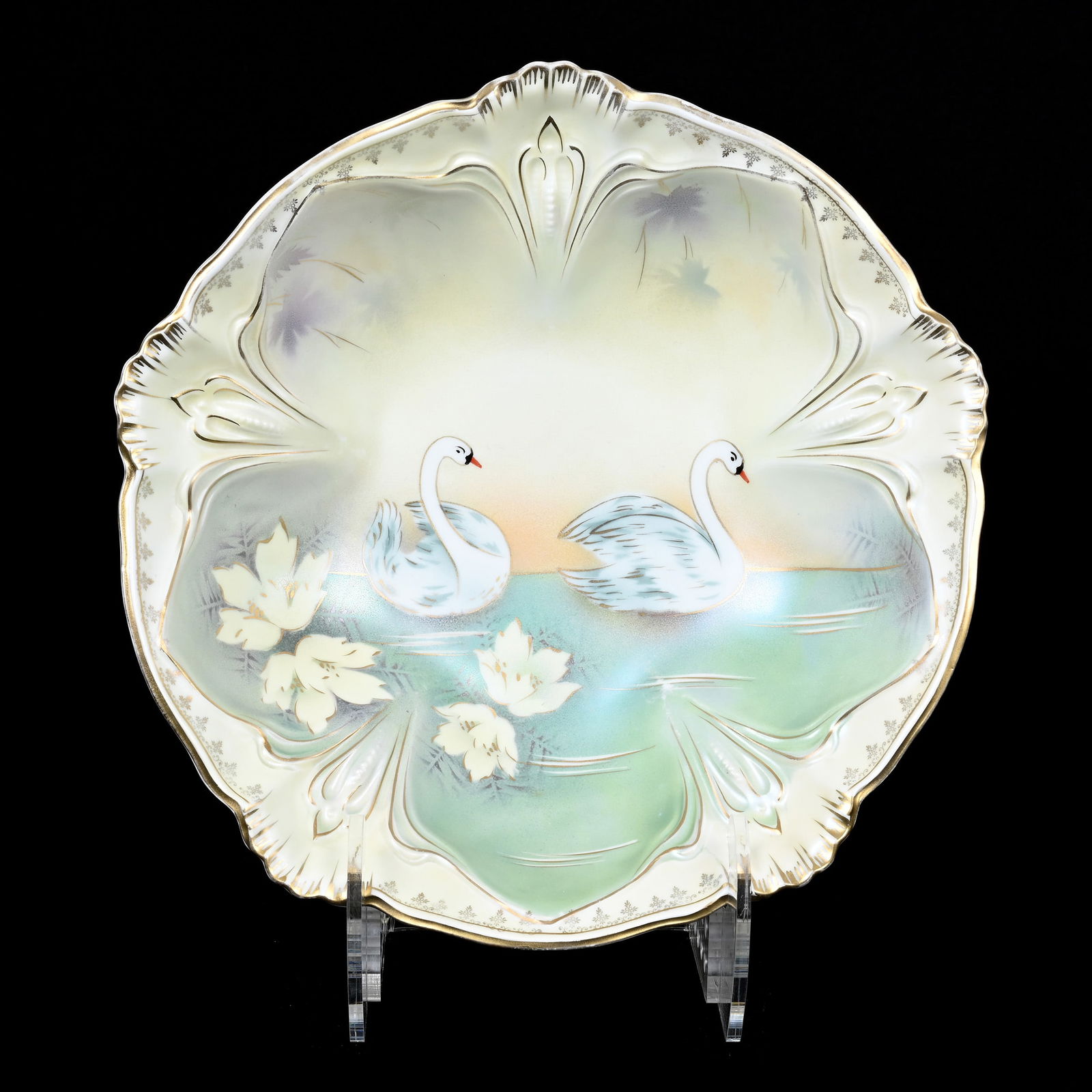 Bowl Marked R.S. Prussia, Stylized Swan Satin Finish (1 of 2)