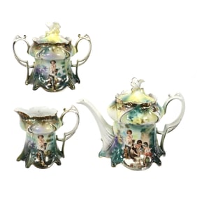 Tea Set Marked R.S. Prussia, Dice Throwers Decor