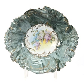 Oval Bowl, R.S. Steeple Mark, Green Marble Border