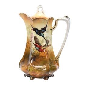Chocolate Pot Marked R.S. Prussia, Hummingbird Decor