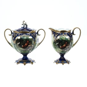 Pedestal Creamer/Sugar Marked Wheelock Prussia