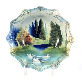 Bowl, Unmarked R.S. Prussia, Swan & Evergreen Decor