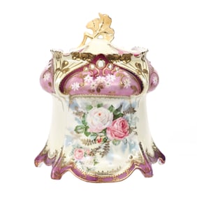 Biscuit Jar Marked R.S. Prussia, Point & Clover Mold