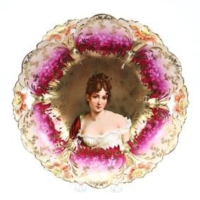 Cake Plate, Unmarked R.S. Prussia, Racamier Portrait