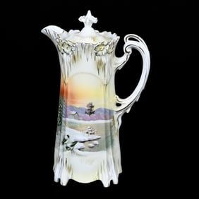Chocolate Pot Marked R.S. Prussia, Snowbird Decor