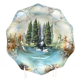 Bowl, Unmarked R.S. Prussia, Swan & Evergreen Decor