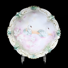 Bowl, Unmarked R.S. Prussia, Stylized Swan Decor