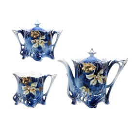 Tea Set, Unmarked R.S. Prussia, Cobalt Blue