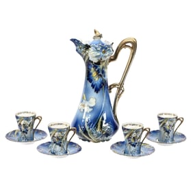 Chocolate Set Marked R.S. Prussia, Carnation Mold