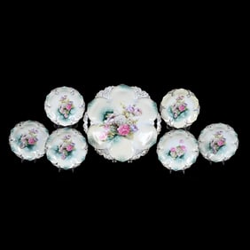 Cake Set Marked R.S. Prussia, Glass Bowl Decor