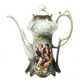 Coffee Pot Marked R.S. Prussia, Melon Eaters Decor