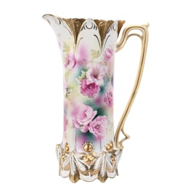 Tankard Marked R.S. Prussia, Acorn Mold, Floral