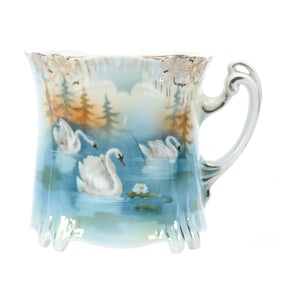 Mug, Unmarked R.S. Prussia, Icicle Mold, Swan Decor