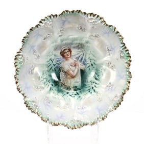 Bowl Marked R.S. Prussia, Satin, Winter Season