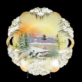 Cake Plate Marked R.S. Prussia, Snowbird Decor