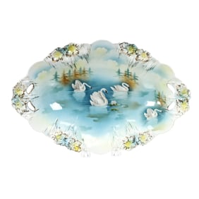 Bread Bowl Marked R.S. Prussia, Swan, Icicle Mold