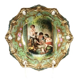 Bowl Marked R.S. Prussia, Dice Throwers Scenic Decor