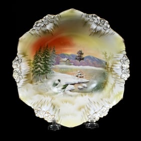 Footed Bowl Marked R.S. Prussia, Snowbird, Icicle