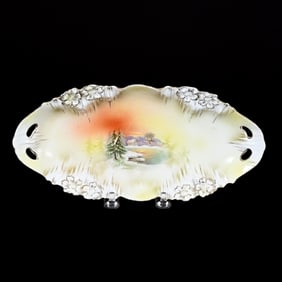 Relish Tray Marked R.S. Prussia, Snowbird, Icicle