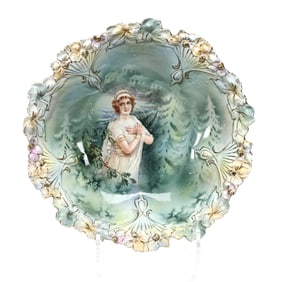 Bowl Marked R.S. Prussia, Winter Season Portrait