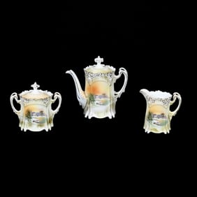 Tea Set Marked R.S. Prussia, Snowbird, Icicle Mold