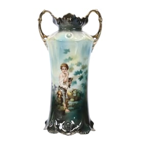 Vase Marked R.S. Prussia, Melon Eater, Jewel Mold