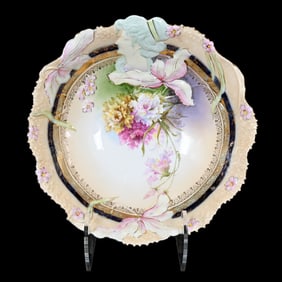 Bowl, Unmarked R.S. Prussia, Hidden Image, Cobalt