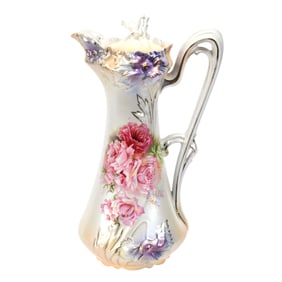 Chocolate Pot Marked R.S. Prussia, Carnation Mold