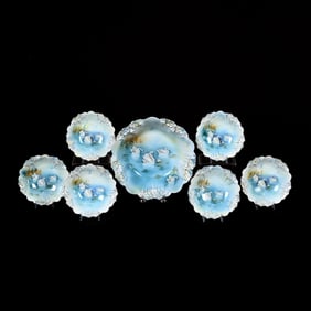 Berry Set Marked R.S. Prussia, Swan Icicle Mold