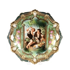 Cake Plate Marked R.S. Prussia, Melon Eaters Decor
