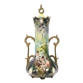 Covered Urn Marked R.S. Prussia, Dice Throwers Decor