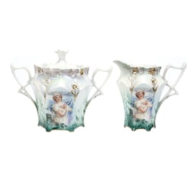 Creamer & Sugar Marked R.S. Prussia, Winter Season