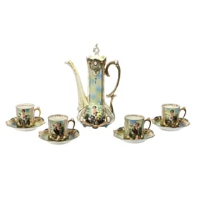 Demitasse Set Marked R.S. Prussia, Melon Eater Decor