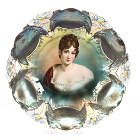 Cake Plate Marked R.S. Prussia, Racamier Portrait