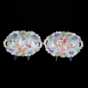 (2) Bread Bowls, R.S. Prussia, Carnation Mold, Satin