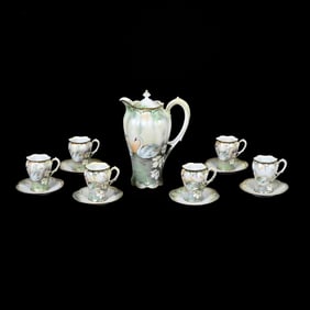 Chocolate Set Marked R.S. Prussia, Satin, Swan