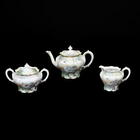 Tea Set, Unmarked R.S. Prussia, Satin Stylized Swan