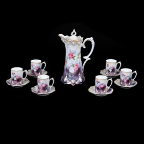 Chocolate Set Marked R.S. Prussia, Satin Finish