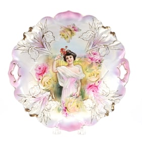 Cake Plate Marked R.S. Prussia, Summer Season