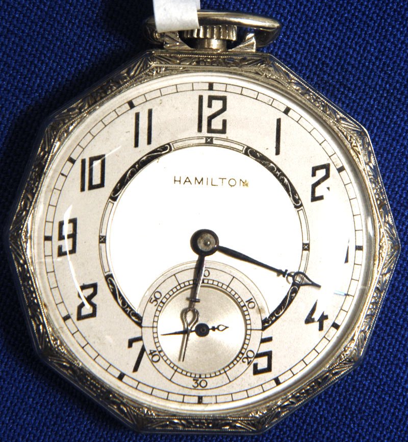 12 SIZE HAMILTON MODEL #912 TEN SIDED CASE POCKET WA: 12 SIZE HAMILTON MODEL #912 TEN SIDED CASE POCKET WATCH 17 JEWEL ADJUSTED - 14KT GOLD FILLED - GREAT CONDITION