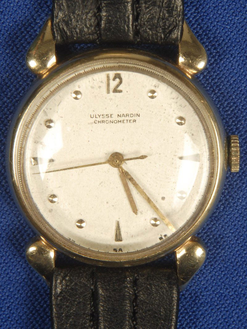 ULYSSE NARDIN CHRONOMETER MENS WRIST WATCH: ULYSSE NARDIN CHRONOMETER MENS WRIST WATCH BLACK LEATHER BAND - GOOD CONDITION