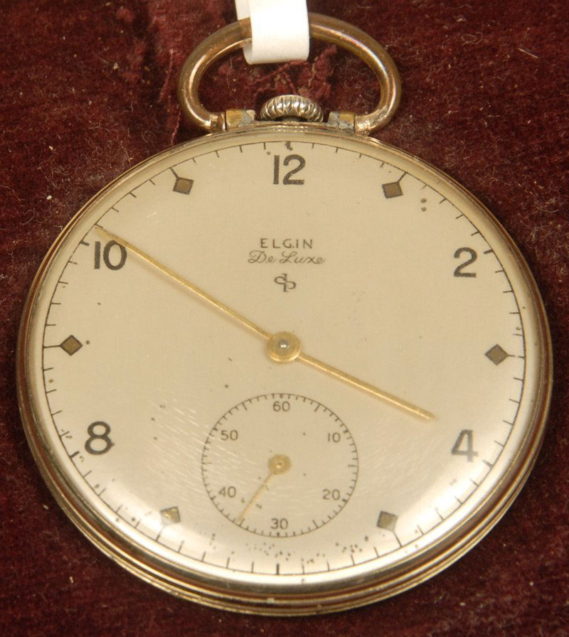 14 SIZE ELGIN "DELUXE" POCKET WATCH: 14 SIZE ELGIN "DELUXE" POCKET WATCH THIN DESIGN - WORKING CONDITION - ORIGINAL BOX