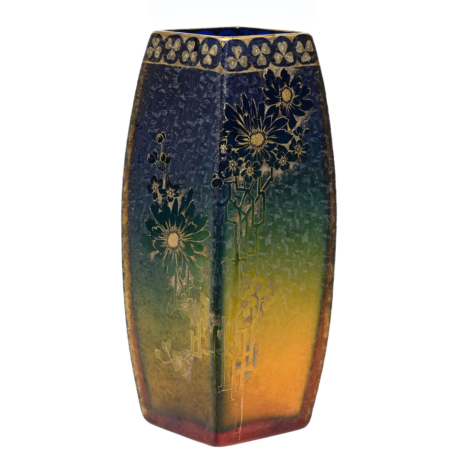 Vase, Unmarked Acid Cut Cameo Bluerina Art Glass (1 of 3)