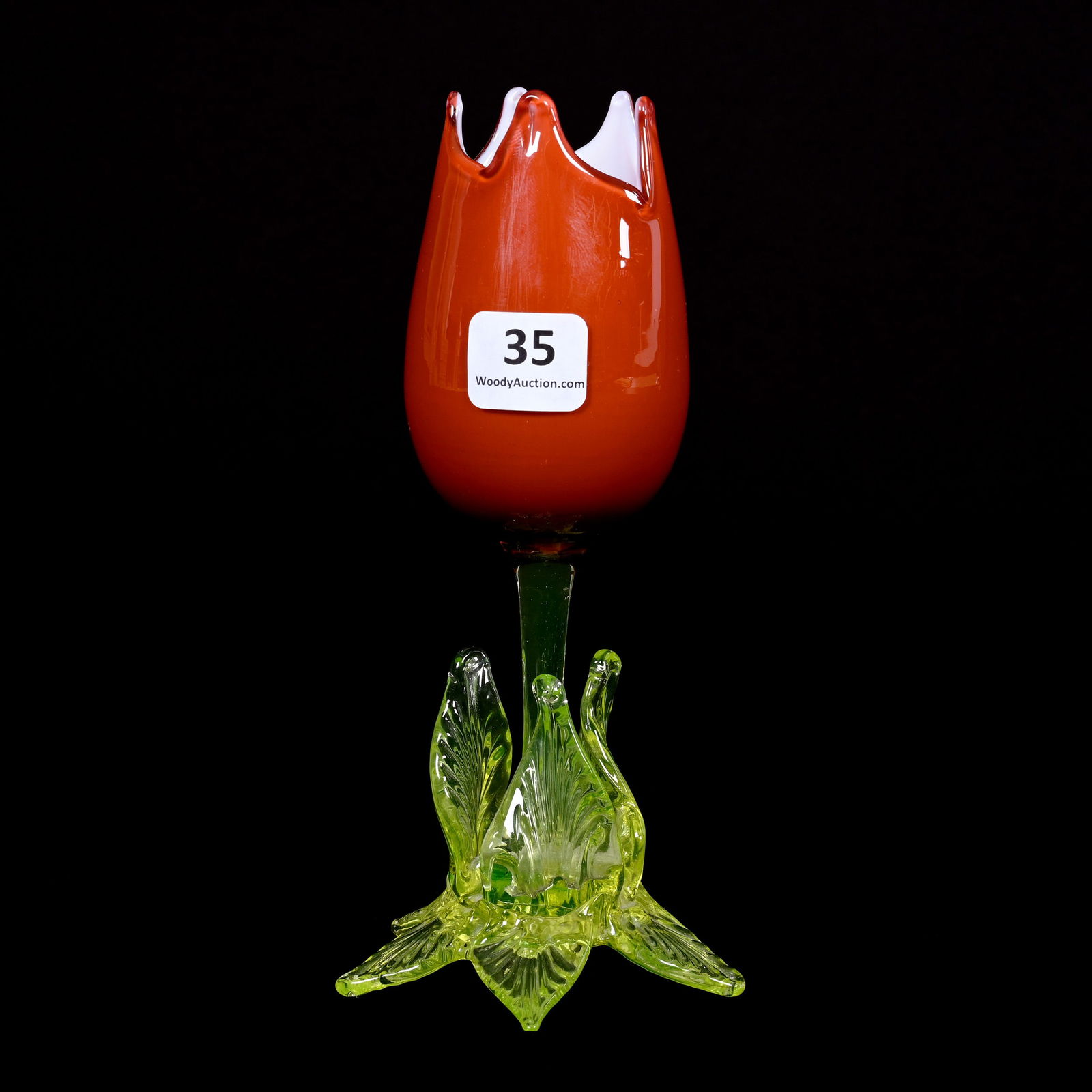 Vase, Orange Cased Art Glass Tulip (1 of 4)
