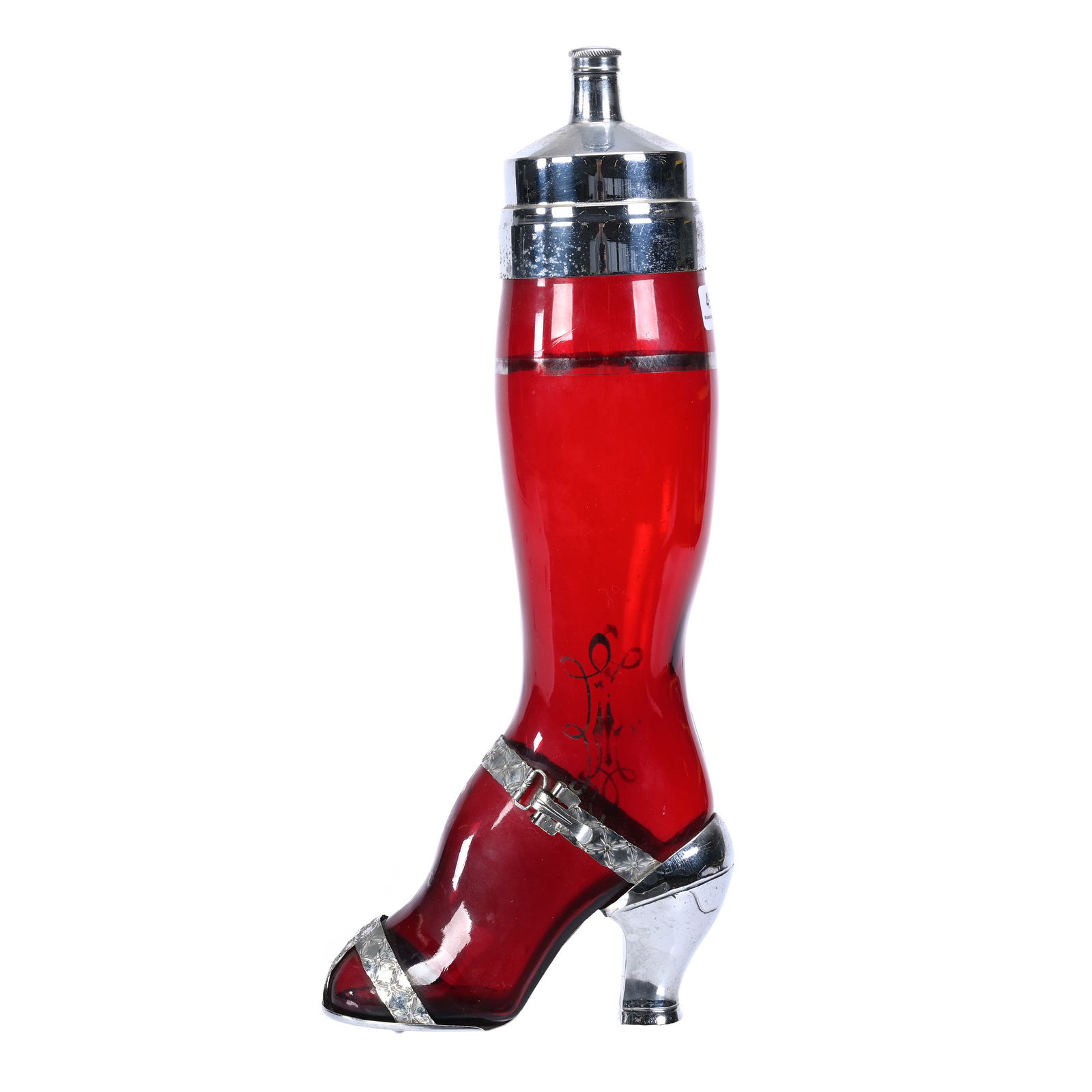 Figural Martini Shaker "Shake A Leg" Solid Ruby Glass (1 of 3)